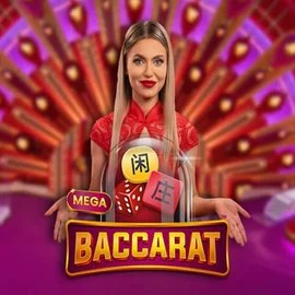 Mega Baccarat slot logo by Pragmatic Play at SkyHills Casino