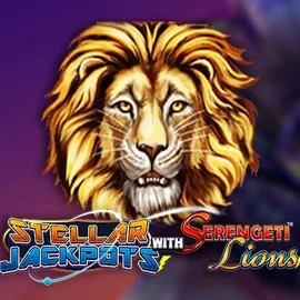 Stellar Jackpots with Serengeti Lions online game logo by Lightning Box Game on skyhils.nl